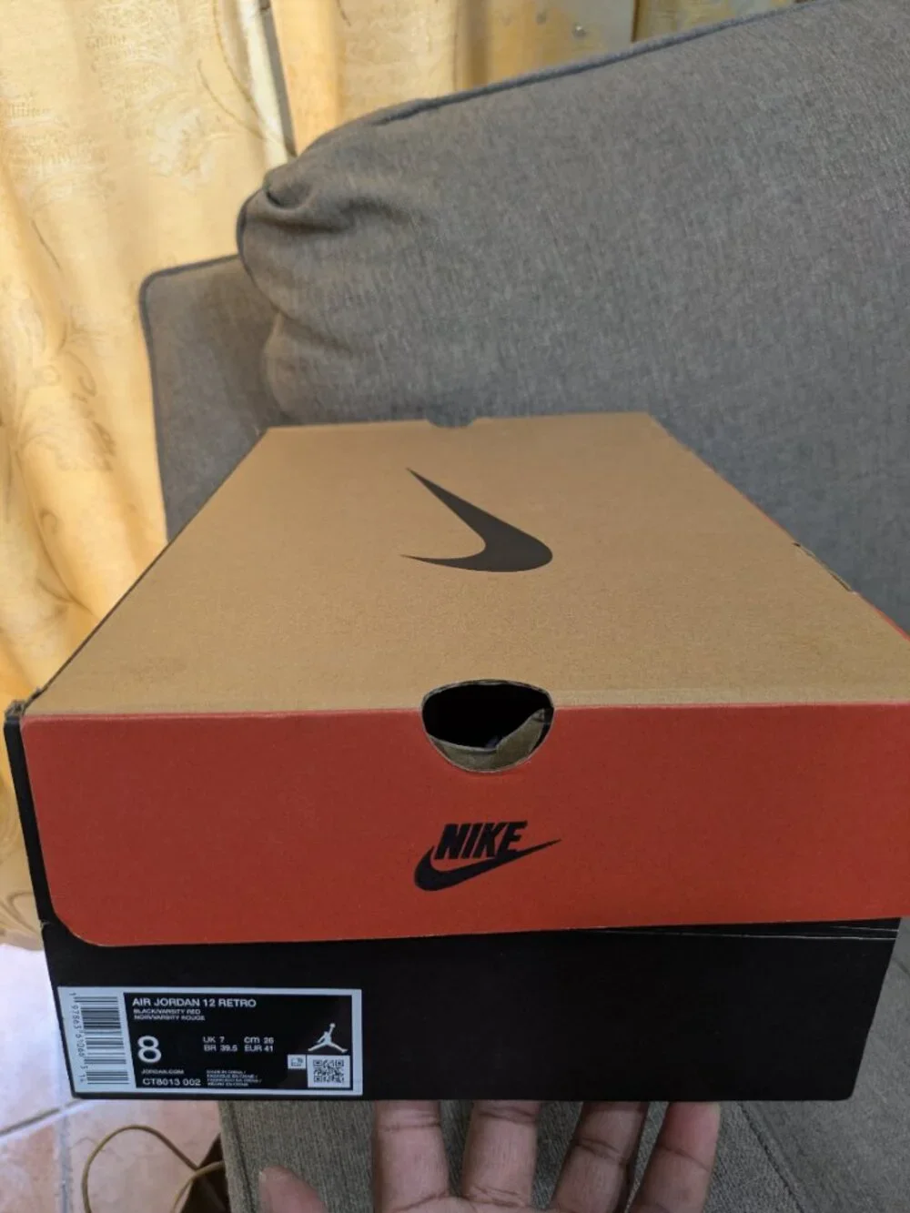 Nike Air Jordan 12 Retro Black/Red Sneakers Size 8 Excellent Condition With Box